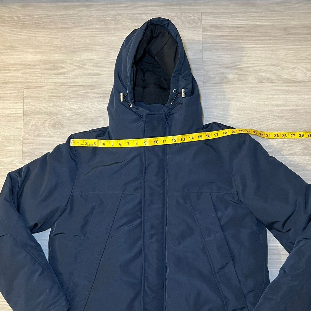 Primark Men's Navy Blue Hooded Parka Jacket Medium Shower Resistant Thermal - Picture 4 of 16